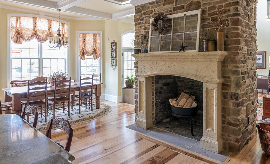 Limestone Fireplace